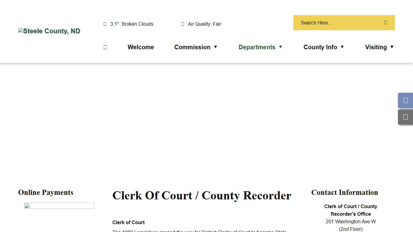 Clerk of Court / County Recorder - Steele County, ND