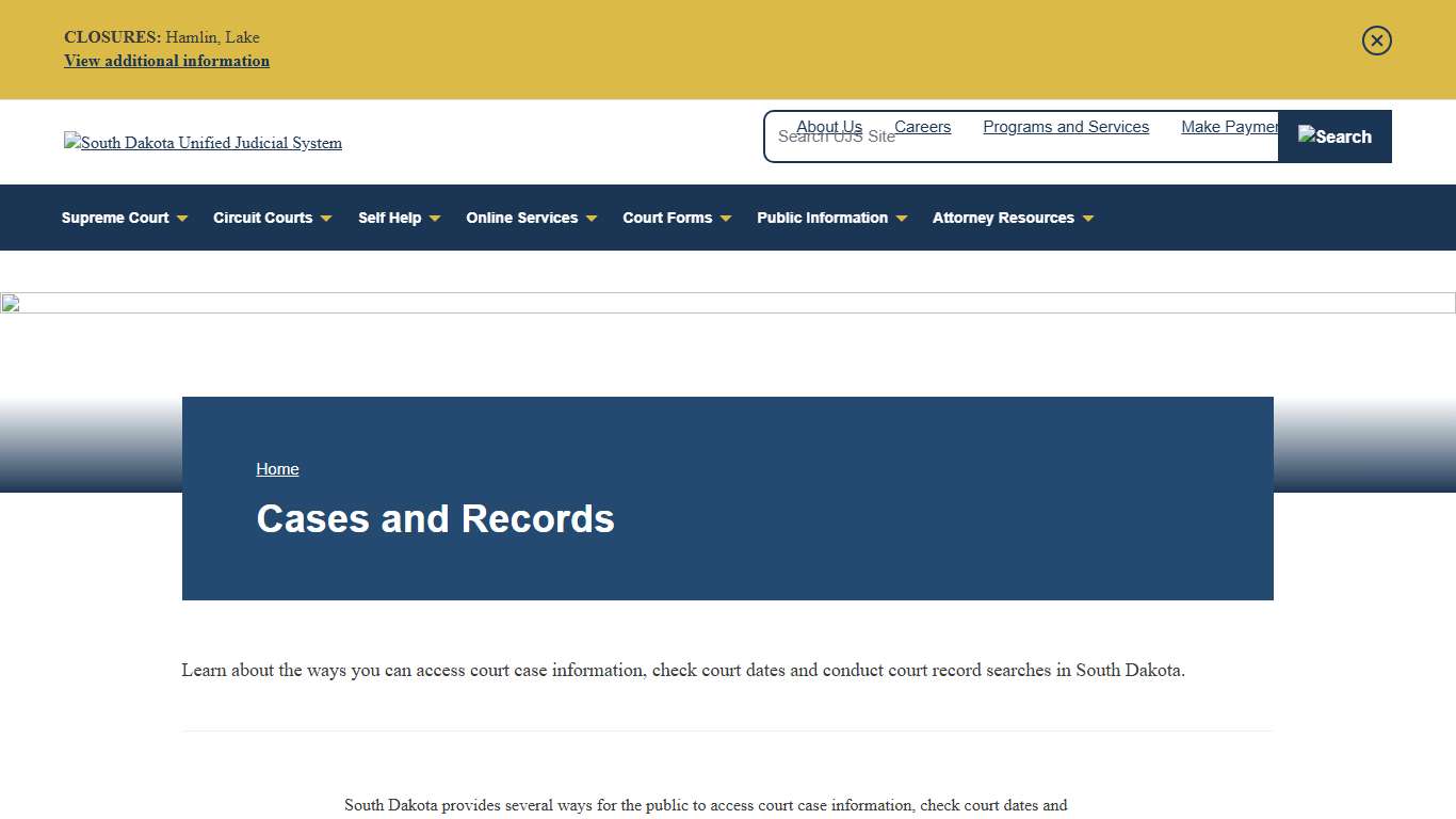 South Dakota Court Records Access | South Dakota Unified Judicial System | SD UJS