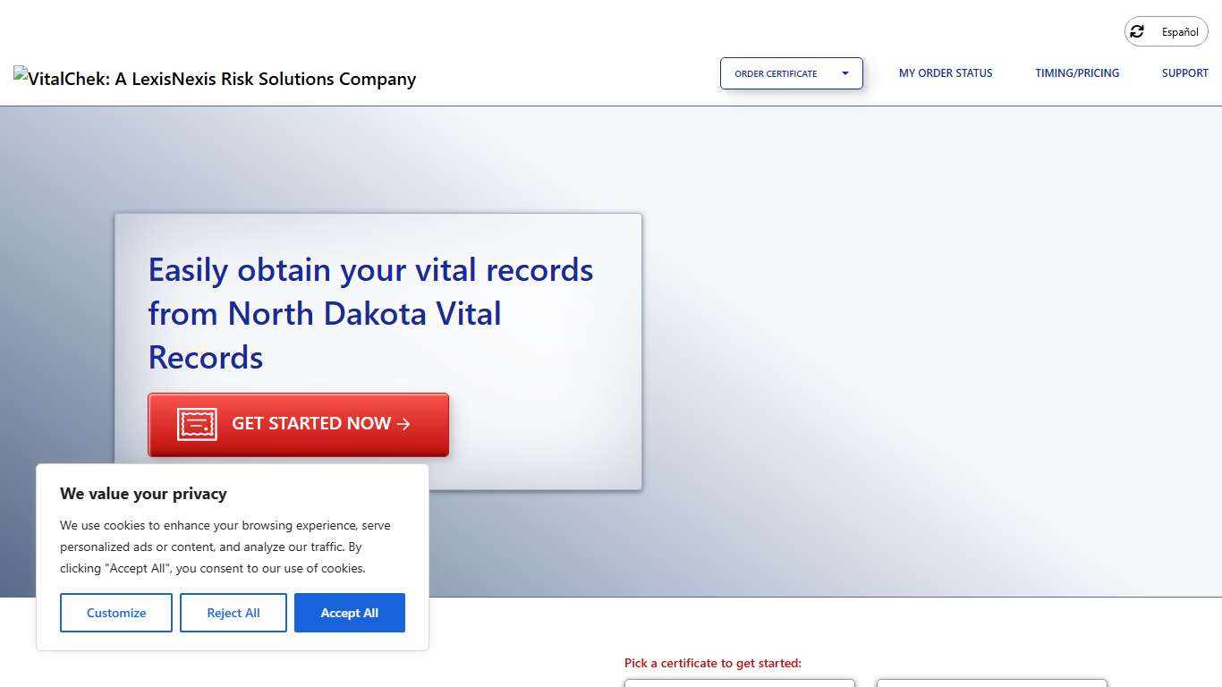 North Dakota Vital Records (ND) | Order Certificates - VitalChek